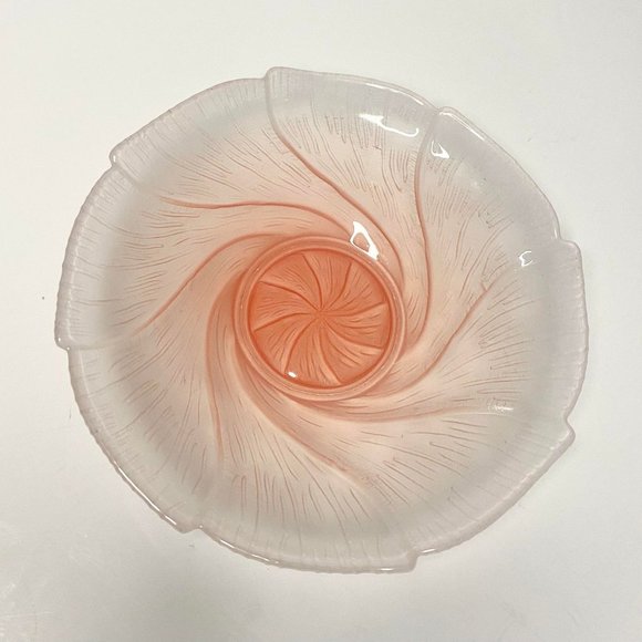 Vintage Pink Lotus Identification Art Glass Tea Bowl W/ Saucer - Picture 6 of 8